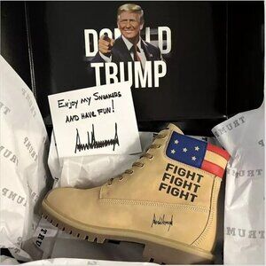 Donald Trump Boots Mens 10 Tan Fight President Combat Lace Up Hiking Outdoor NEW